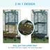 PawHut 55.1"H Double Bird Cage with Wheels, Slide-out Trays, Wood Perch, Food Containers image thumbnail 4