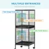 PawHut 55.1"H Double Bird Cage with Wheels, Slide-out Trays, Wood Perch, Food Containers image thumbnail 5