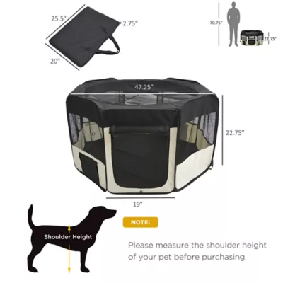 PawHut 47.25"Dia  Soft Pet Playpen Folding Dog Pen with Bag - Image 3