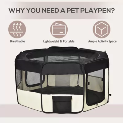 PawHut 47.25"Dia  Soft Pet Playpen Folding Dog Pen with Bag - Image 4