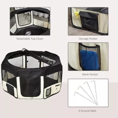 PawHut 47.25"Dia  Soft Pet Playpen Folding Dog Pen with Bag - Image 5
