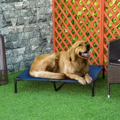 PawHut Elevated Dog Bed, Raised Dog Cot, Indoor & Outdoor, Blue - Image 2