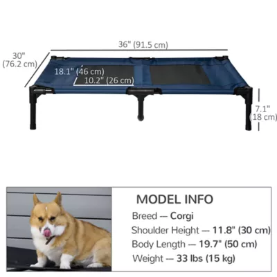 PawHut Elevated Dog Bed, Raised Dog Cot, Indoor & Outdoor, Blue - Image 3