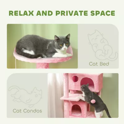 PawHut 54"H Cat Tree, Multi-Level, with Scratching Posts, Cat Condos, Bed, Platforms, Ramp - Image 5