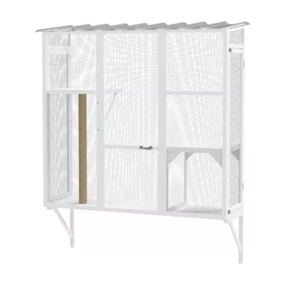 PawHut Wooden Catio Cat Window Box Enclosure for 2-3 Large Cats with 2 Jumping Platforms & Post - Image 1