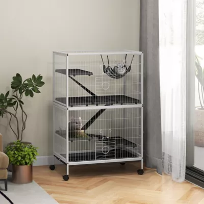 PawHut 5-Tier Rolling Small Animal Cage for Guinea Pig, Ferret, Mink, Chinchilla - Image 2