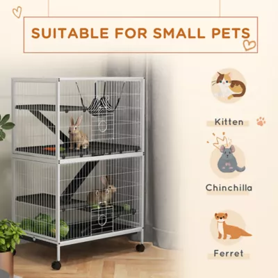 PawHut 5-Tier Rolling Small Animal Cage for Guinea Pig, Ferret, Mink, Chinchilla - Image 4