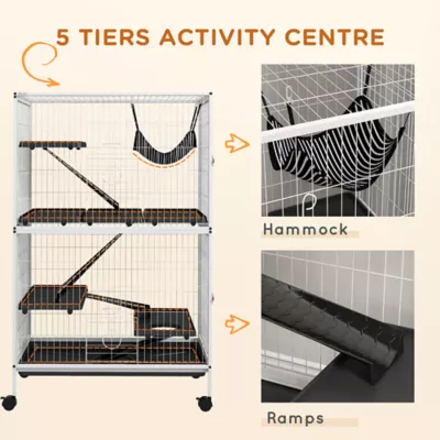 PawHut 5-Tier Rolling Small Animal Cage for Guinea Pig, Ferret, Mink, Chinchilla - Image 6