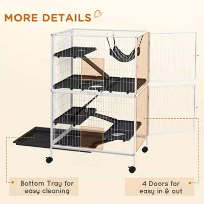 PawHut 5-Tier Rolling Small Animal Cage for Guinea Pig, Ferret, Mink, Chinchilla - Image 7