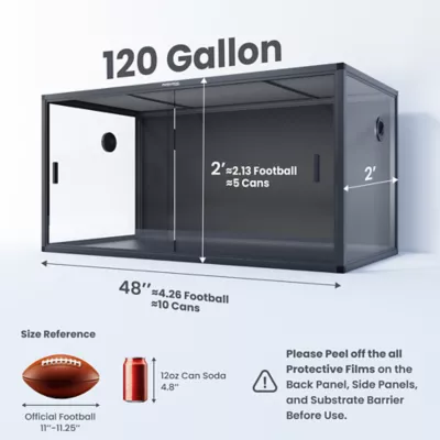 PHAILOZOO 120 Gallon Reptile Terrarium 4 ft x 2 ftx 2 ft Stackable Enclosure - Ultimate Black - Image 2