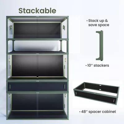 PHAILOZOO 120 Gallon Reptile Terrarium 4 ft x 2 ftx 2 ft Stackable Enclosure - Earthy Green - Image 4