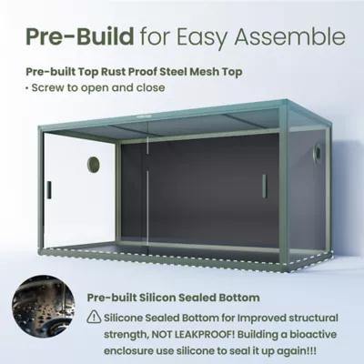 PHAILOZOO 120 Gallon Reptile Terrarium 4 ft x 2 ftx 2 ft Stackable Enclosure - Earthy Green - Image 5