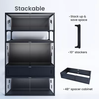 PHAILOZOO 85 Gallon Reptile Terrarium 48 in x 24 in x 18 in Stackable Enclosure - Ultimate Black - Image 3