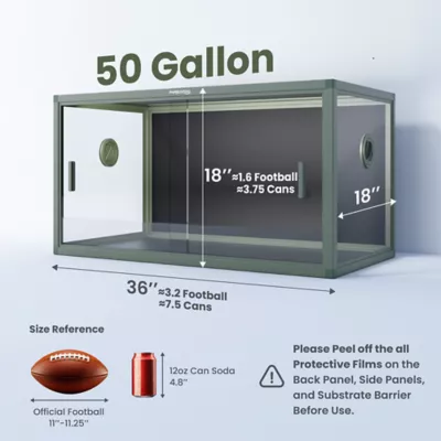 PHAILOZOO 50 Gallon Reptile Terrarium 36 in x 18 in x 18 in Stackable Enclosure - Ultimate Black - Image 2