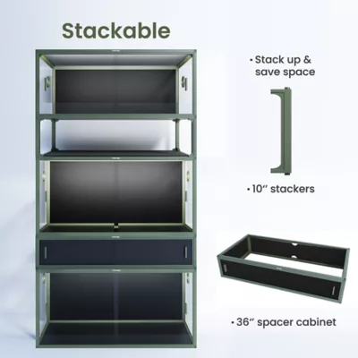 PHAILOZOO 50 Gallon Reptile Terrarium 36 in x 18 in x 18 in Stackable Enclosure - Ultimate Black - Image 4