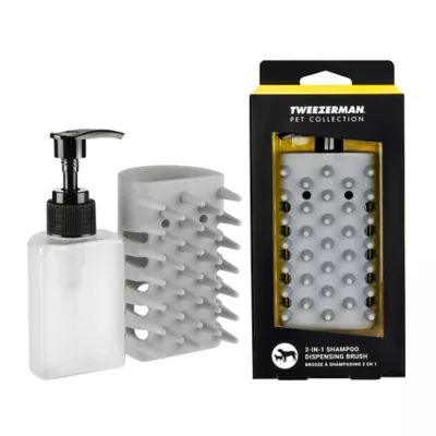 Tweezerman 2-in-1 Shampoo Dispensing Bath Brush W/ Refillable Bottle, Holds Up To 100 mL - Image 1