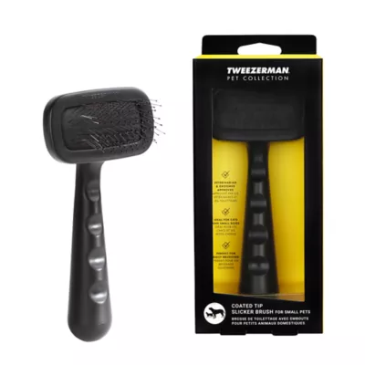 Tweezerman Coated Tip Slicker Brush W/ Stainless Steel Bristles, Ideal For Med to Lg Dogs, Black - Image 1