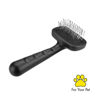 Tweezerman Coated Tip Slicker Brush W/ Stainless Steel Bristles, Ideal For Med to Lg Dogs, Black - Image 2