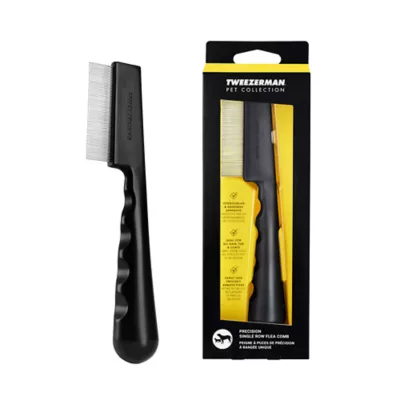 Tweezerman Pet Precision Single Row Flea Comb W/ Finely Spaced Bristles For Cats & Dogs - Image 1