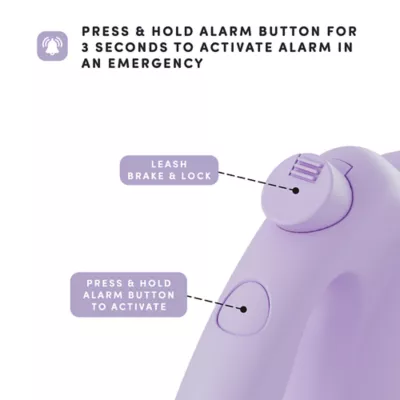 Barkly Lilac Retractable Dog Leash with Built-In 130 dB Safety Alarm & LED Strobe - Image 3