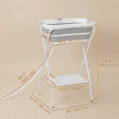 PawHut Pet Bathtub, Portable and Collapsible with Stand - Image 3