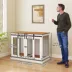 PawHut Dog Crate Furniture with Divider Panel, Wooden Dog Kennel for Large Breeds or 2 Small Breeds image thumbnail 3