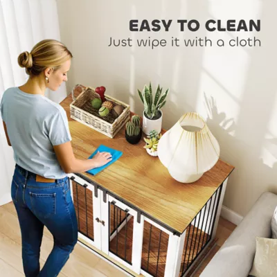 PawHut Dog Crate Furniture with Divider Panel, Wooden Dog Kennel for Large Breeds or 2 Small Breeds - Image 7