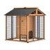PawHut Outdoor Dog House, Wooden Dog Kennel with Storage Cabinet & Stainless Steel Bowls, 85.8"H image thumbnail 1