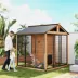 PawHut Outdoor Dog House, Wooden Dog Kennel with Storage Cabinet & Stainless Steel Bowls, 85.8"H image thumbnail 2
