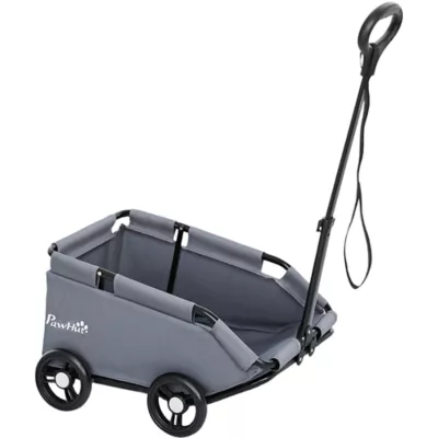 PawHut Folding Lightweight Pet Wagon with Universal Handle Rod, Pocket, Washable Cushion - XS - Image 1