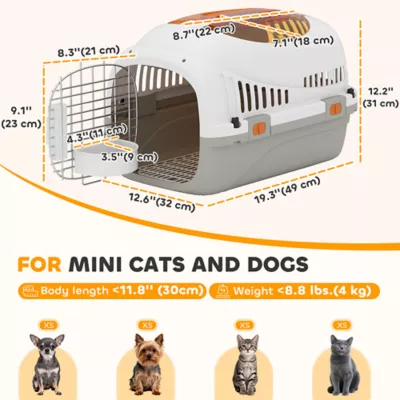 PawHut Hard-Sided Travel Pet Carrier, Plastic Dog and Cat Carrier for Small Dogs & Cats under 9lbs - Image 3