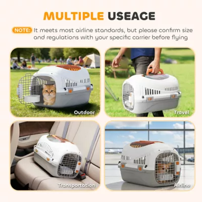 PawHut Hard-Sided Travel Pet Carrier, Plastic Dog and Cat Carrier for Small Dogs & Cats under 9lbs - Image 4