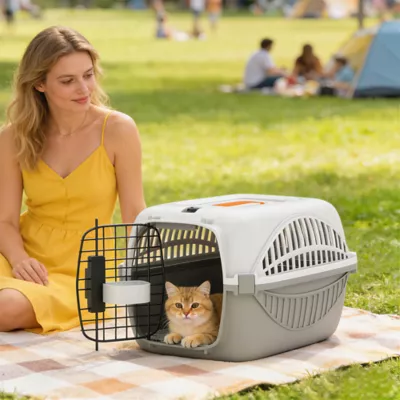 PawHut Airline Approved Pet Carrier for Mini Dogs and Cats with Steel Wire Door, Water Bowl - Image 2