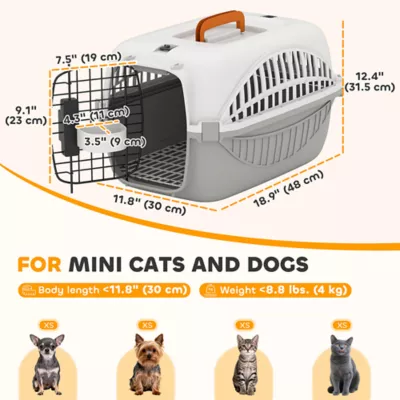 PawHut Airline Approved Pet Carrier for Mini Dogs and Cats with Steel Wire Door, Water Bowl - Image 3
