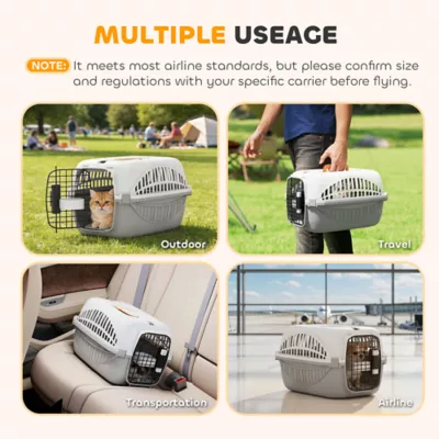 PawHut Airline Approved Pet Carrier for Mini Dogs and Cats with Steel Wire Door, Water Bowl - Image 4