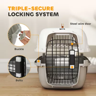 PawHut Airline Approved Pet Carrier for Mini Dogs and Cats with Steel Wire Door, Water Bowl - Image 5