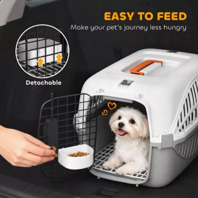PawHut Airline Approved Pet Carrier for Mini Dogs and Cats with Steel Wire Door, Water Bowl - Image 7
