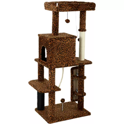 PawHut Cat Tree with Scratching Posts, Cat Bed, Condo, Jumping Platforms, Anti-tip Kit 52"H - Image 1