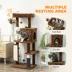 PawHut Cat Tree with Scratching Posts, Cat Bed, Condo, Jumping Platforms, Anti-tip Kit 52"H image thumbnail 4