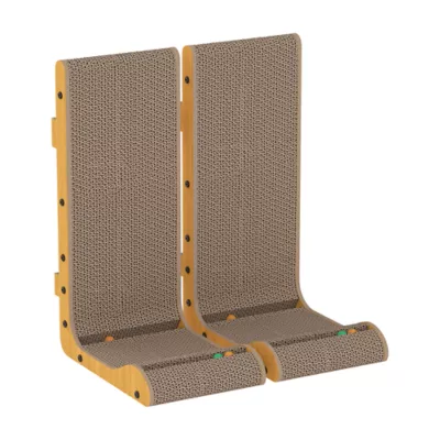 PawHut L Shape Cat Scratcher with 3 Toy Balls, Catnip - 2 Pcs - Image 1