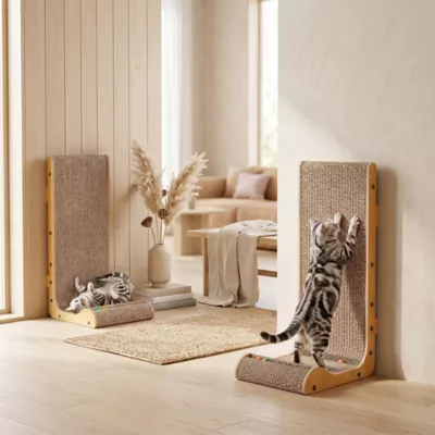 PawHut L Shape Cat Scratcher with 3 Toy Balls, Catnip - 2 Pcs - Image 2