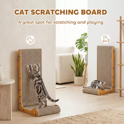 PawHut L Shape Cat Scratcher with 3 Toy Balls, Catnip - 2 Pcs - Image 4