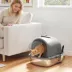 PawHut Enclosed Stainless Steel Litter Box with Scoop, Deodorizer Bag, Handle image thumbnail 2