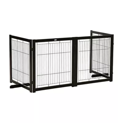 PawHut Freestanding Dog Gate, Foldable with 4 Panels and Support Feet - Image 1