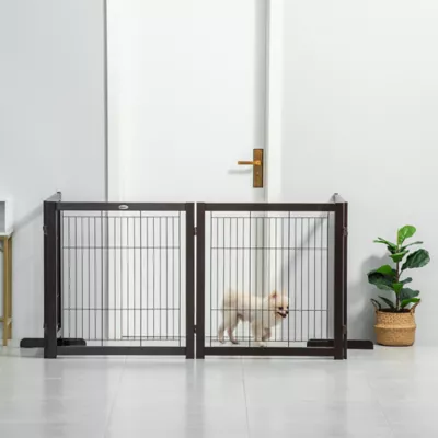 PawHut Freestanding Dog Gate, Foldable with 4 Panels and Support Feet - Image 2