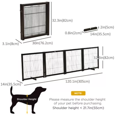 PawHut Freestanding Dog Gate, Foldable with 4 Panels and Support Feet - Image 3