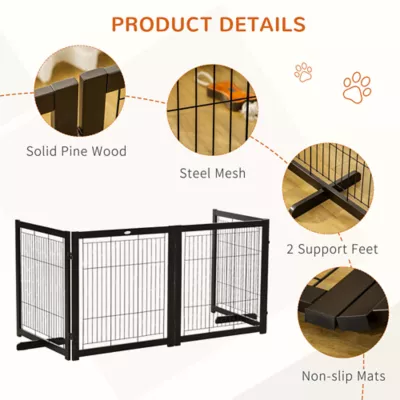 PawHut Freestanding Dog Gate, Foldable with 4 Panels and Support Feet - Image 6
