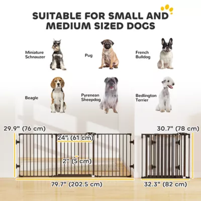 PawHut Foldable Dog Gate with Door, 3 Panel, Metal, Auto-Close Safety Gate, 79.7"Lx29.9"H - Image 3
