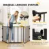 PawHut Foldable Dog Gate with Door, 3 Panel, Metal, Auto-Close Safety Gate, 79.7"Lx29.9"H image thumbnail 4