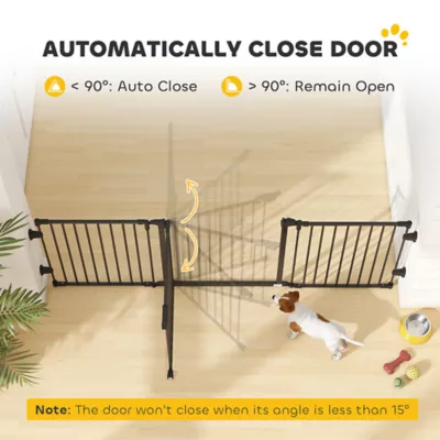 PawHut Foldable Dog Gate with Door, 3 Panel, Metal, Auto-Close Safety Gate, 79.7"Lx29.9"H - Image 5
